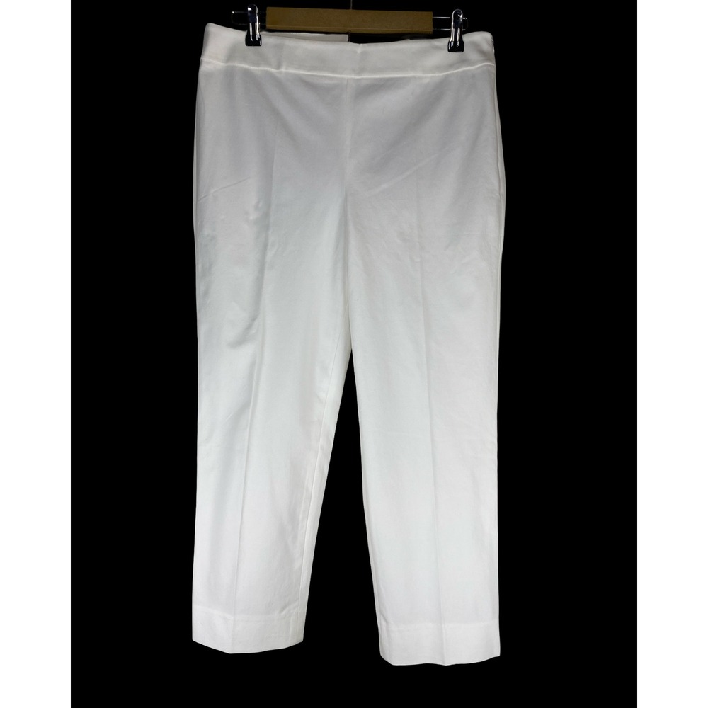 Talbots Chatham Crop Pant Womens 10 White Slim Leg Side Zip Stretch Cotton New